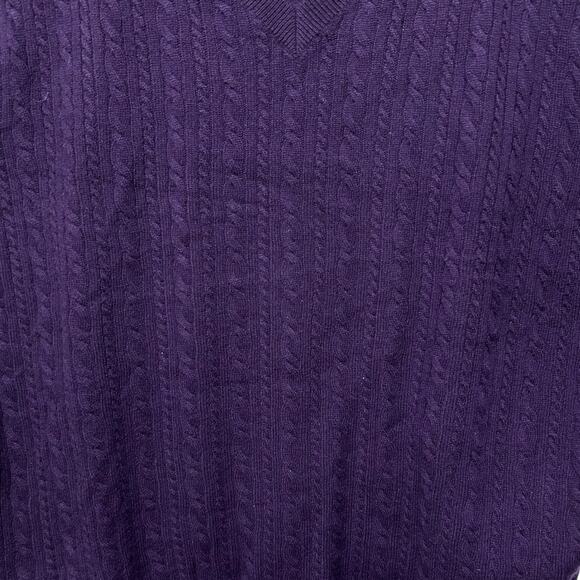 Lands' End Cable Knit Cashmere Sweater Vest NWOT Men's Sz XL Purple Quiet Luxury - Picture 6 of 8
